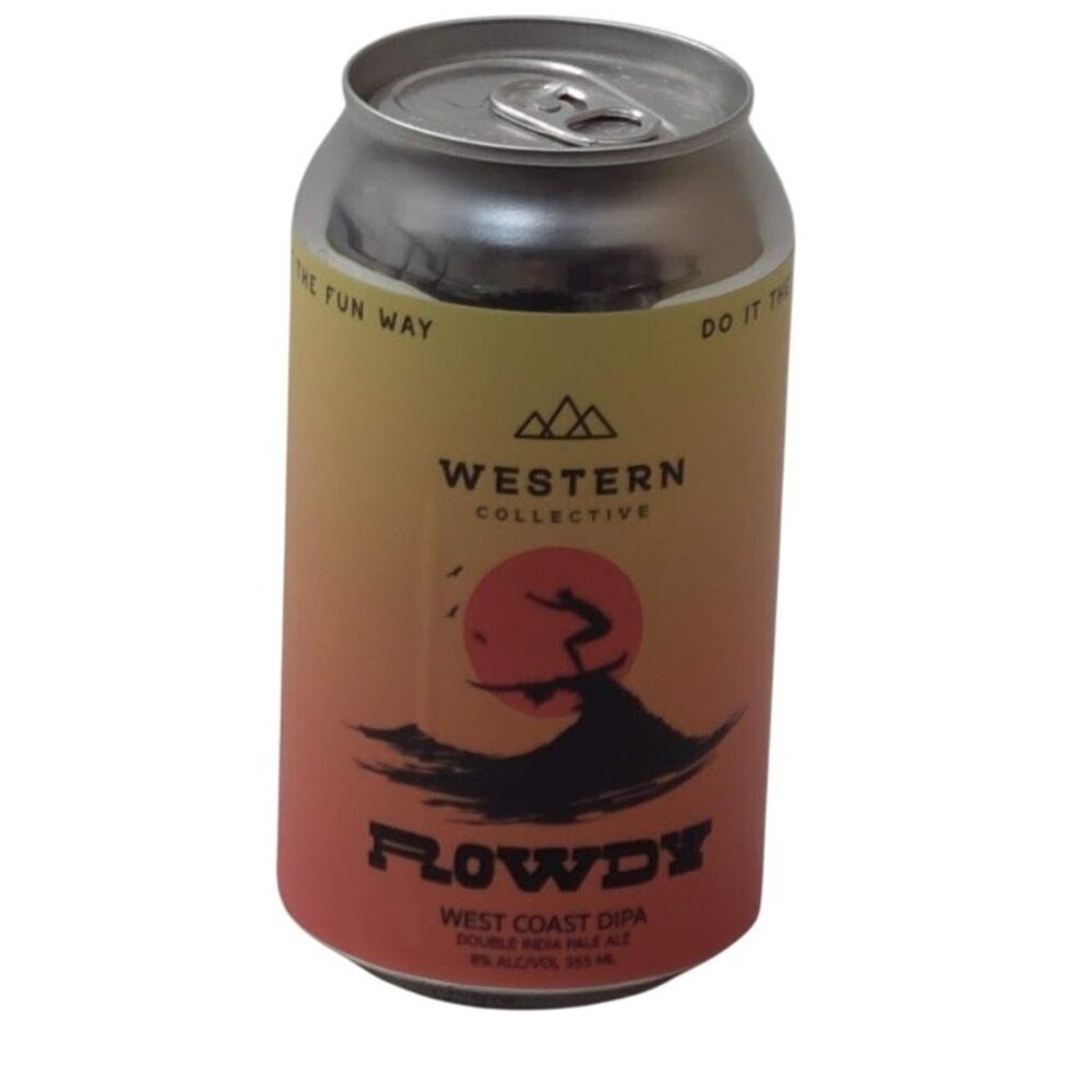 Western Collective Rowdy West Coast Dipa Double IPA Empty Beer Can Bottom Opened